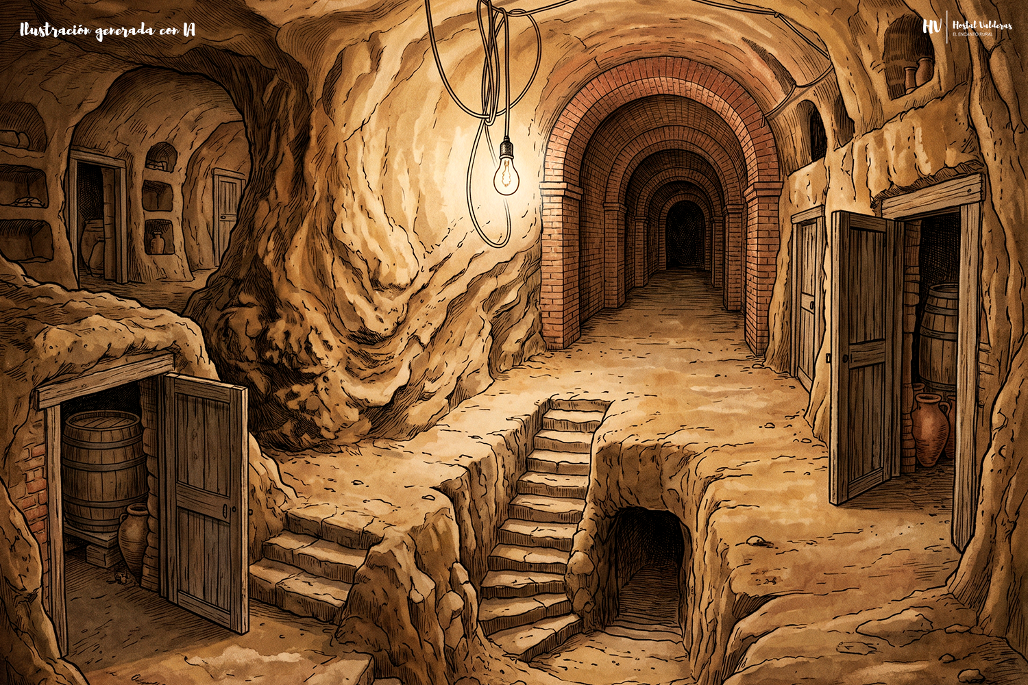 Túneles de Valderas, ilustración con IA